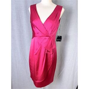 Nanette Lepore Silk Wrap Dress Pink Sleeveless V Neck Cocktail NYC Valentine